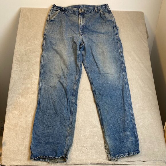 Carhartt Mens Carpenter Pants 42x36 Loose Original Fit Denim Enormous Distressed - Picture 11 of 11